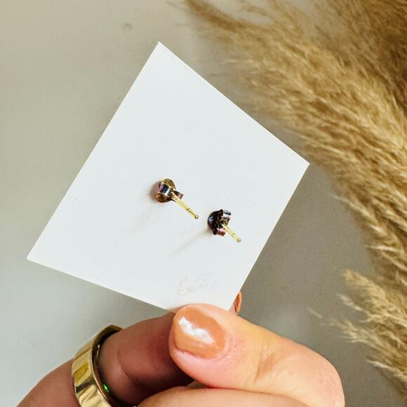 NEW ANTHROPOLOGIE JaxKelly 18kt Gold Red Druzy Stone Gemstone Bar Earring - Picture 3 of 8